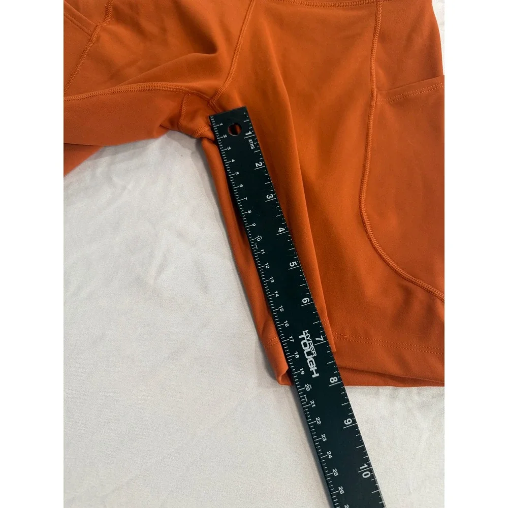 Nike One Dri-FIT Womens High Waisted Biker Shorts Burnt Orange Pockets Size S